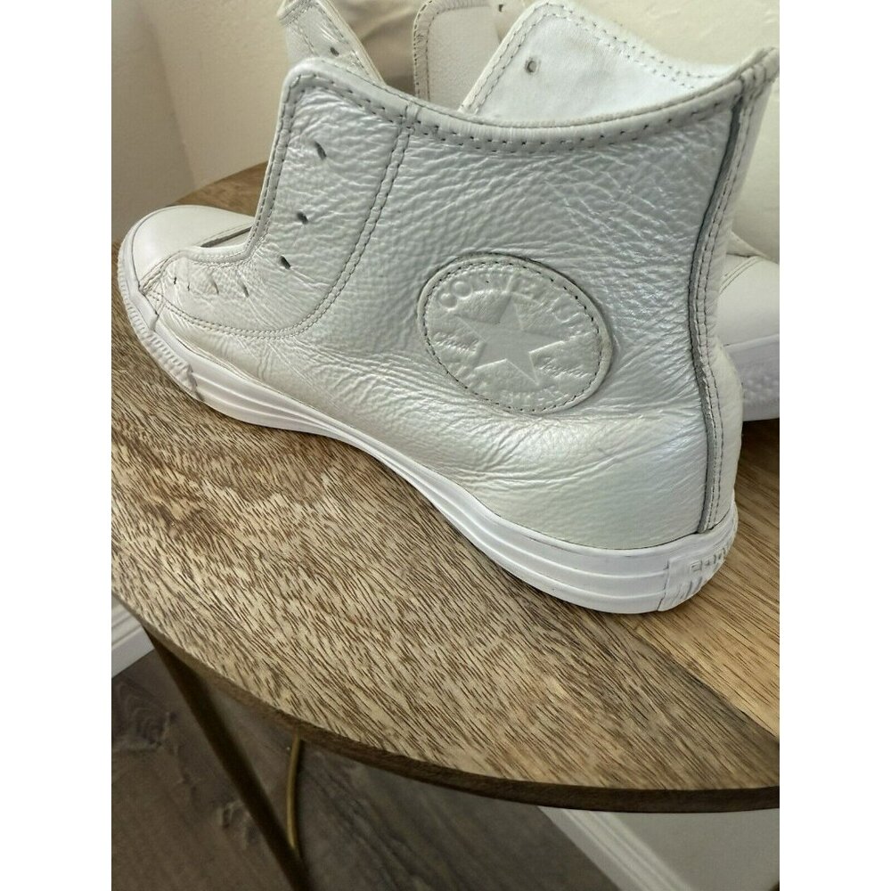 Converse Chuck Taylor All Star Hi White Leather Iridescent Unisex 9.5 ,M-557950C